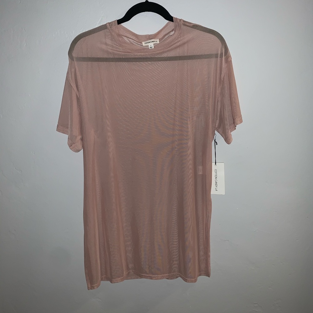 Pale pink mesh shirt by Cotton Candy LA